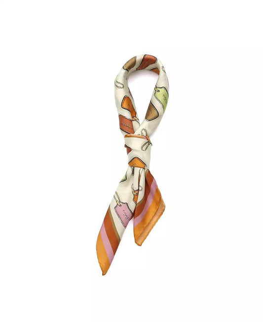 Hangtag Print Silk Bandana Scarf