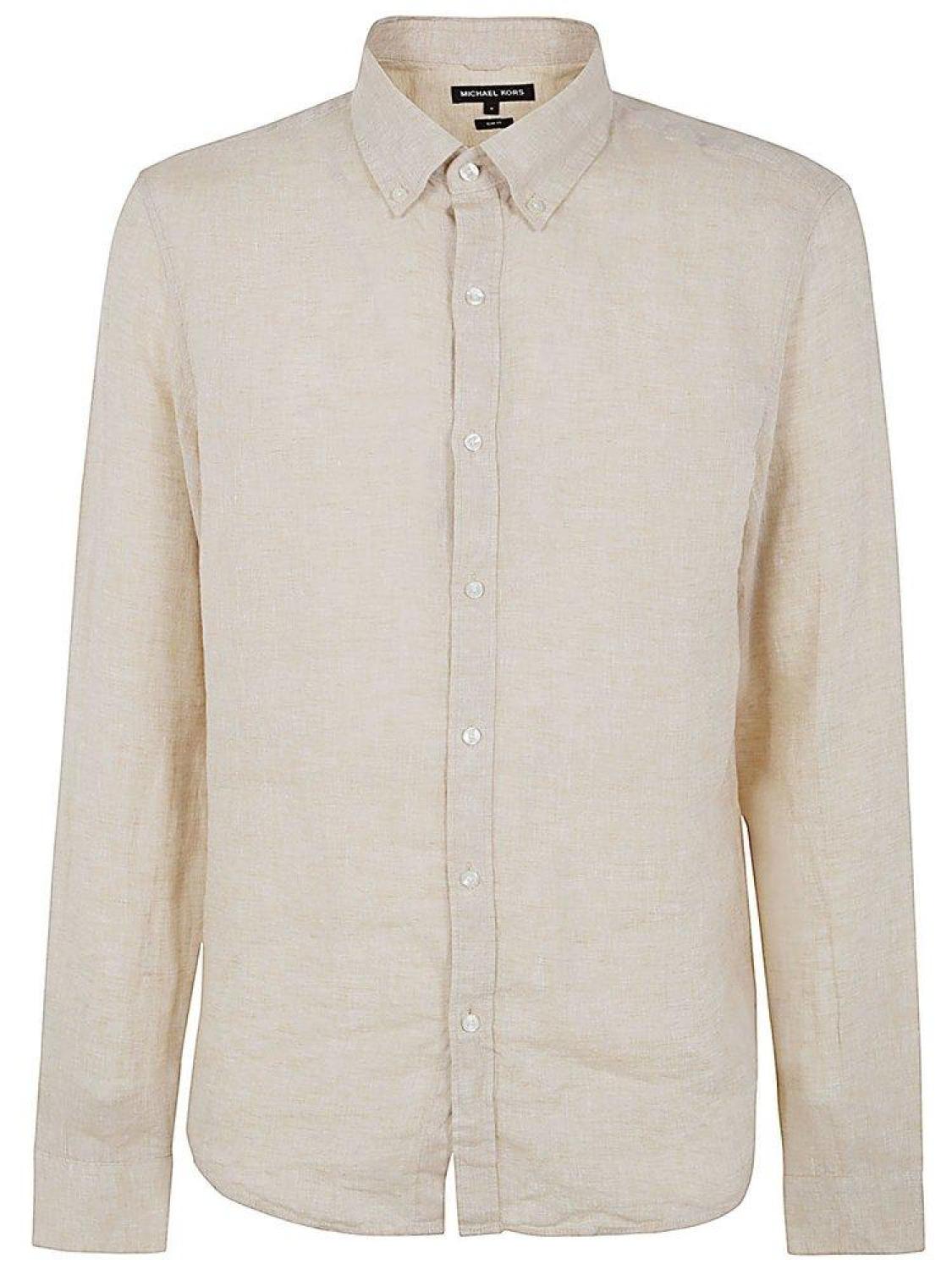 Michael Kors Slub-Texture Curved Hem Shirt