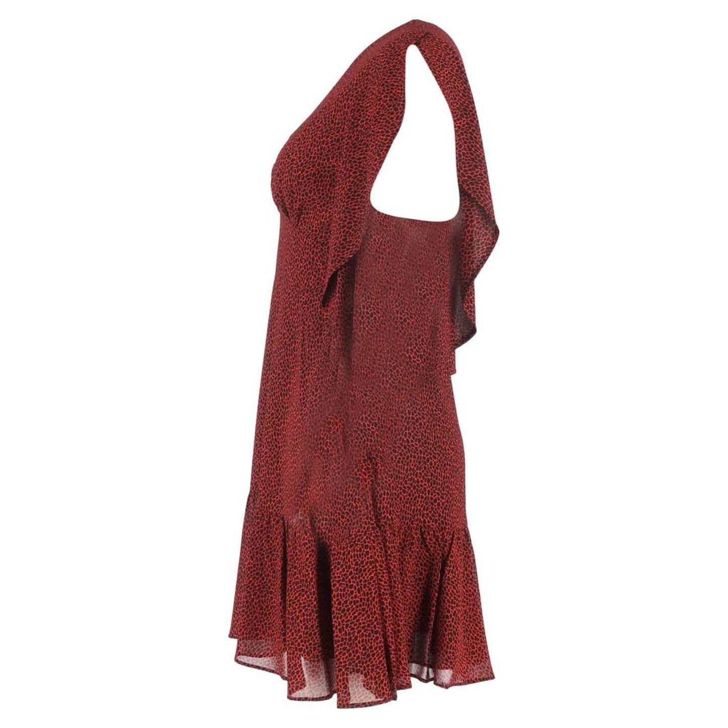 MICHAEL  Printed Cascade-Sleeve Mini Dress in Red Polyester