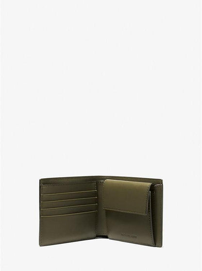 Hudson Pebbled Leather Billfold Wallet With Coin Pouch