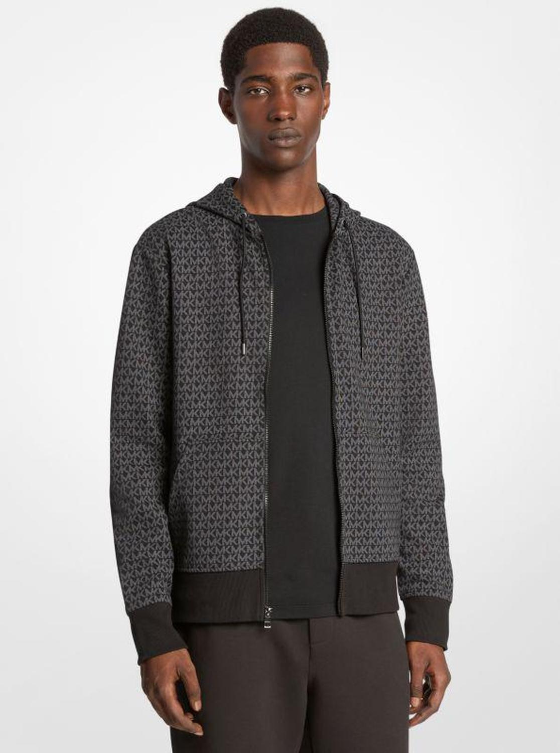 Signature Logo Cotton Blend Zip-Up Hoodie