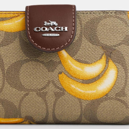 Coach Outlet Medium Corner Zip Wallet In Signature Canvas With Banana Print