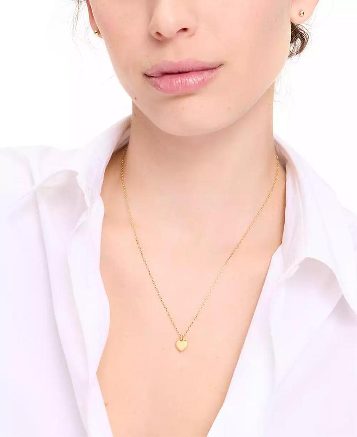 Gold-Tone Polished Mini Heart Pendant Necklace, 16" + 3" extender