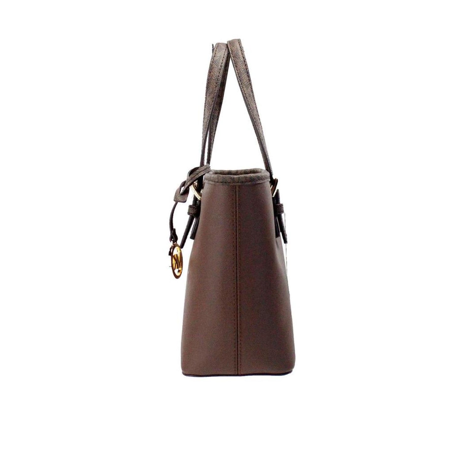 Michael Kors Jet Set Mocha Leather XS Carryall Top Zip Tote Bag Women's Purse