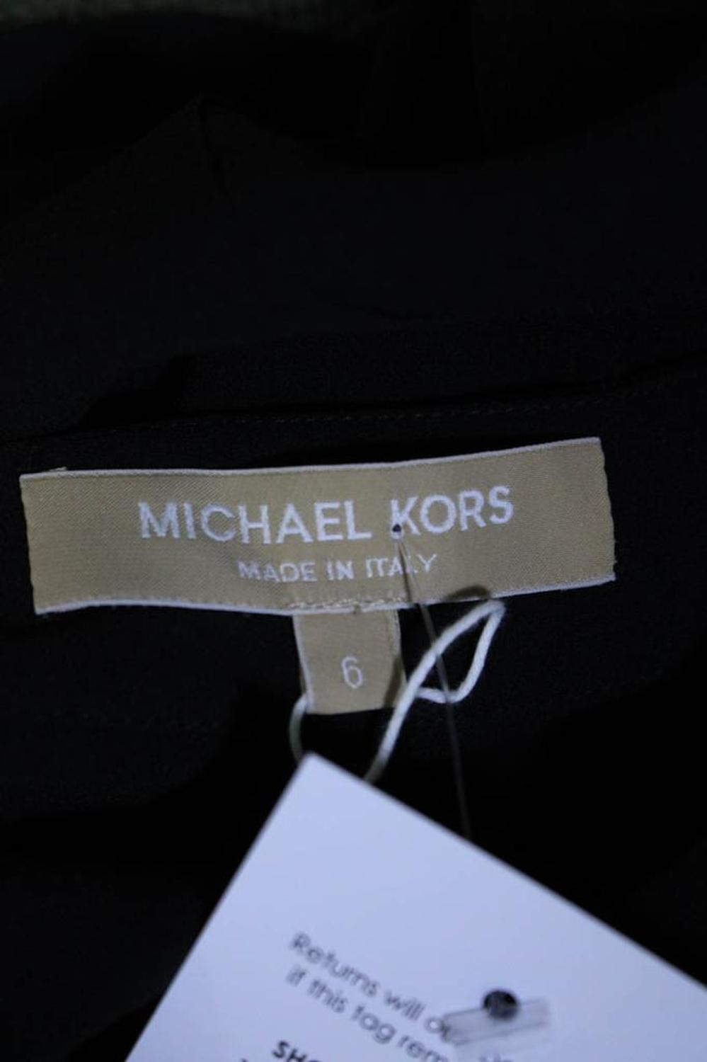 Michael Kors Womens Fall 2014 Button Up Slit Tunic Blouse Black Silk