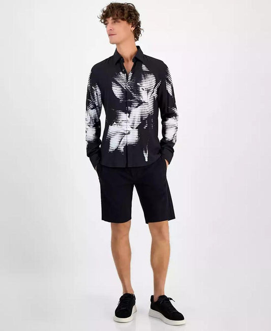 HUGO by Men's Ermo Slim-Fit Floral Check Button-Down Shirt