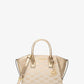 Avril Small Logo Jacquard and Metallic Leather Satchel