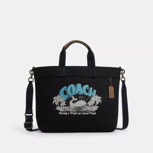 Coach Outlet Tote Bag 38 With Whale Graphic
