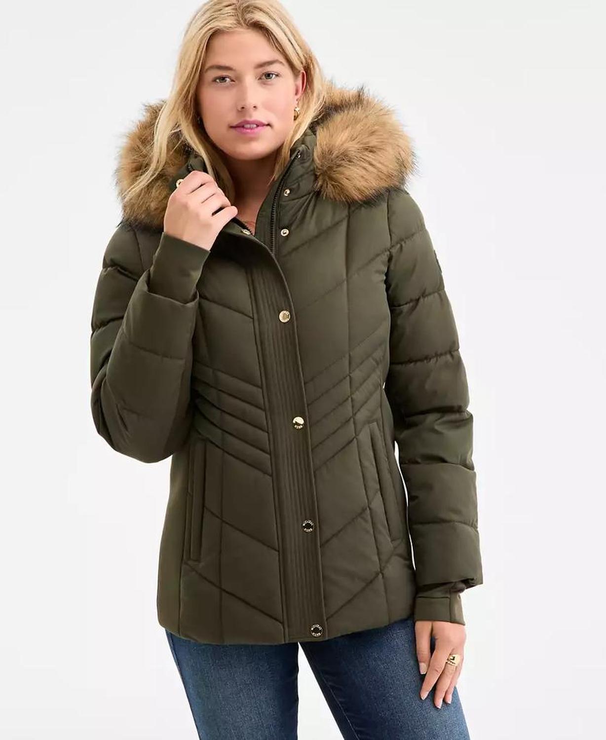 Women's Faux-Fur-Trim Hooded Puffer Coat, Exclusively at Macy's