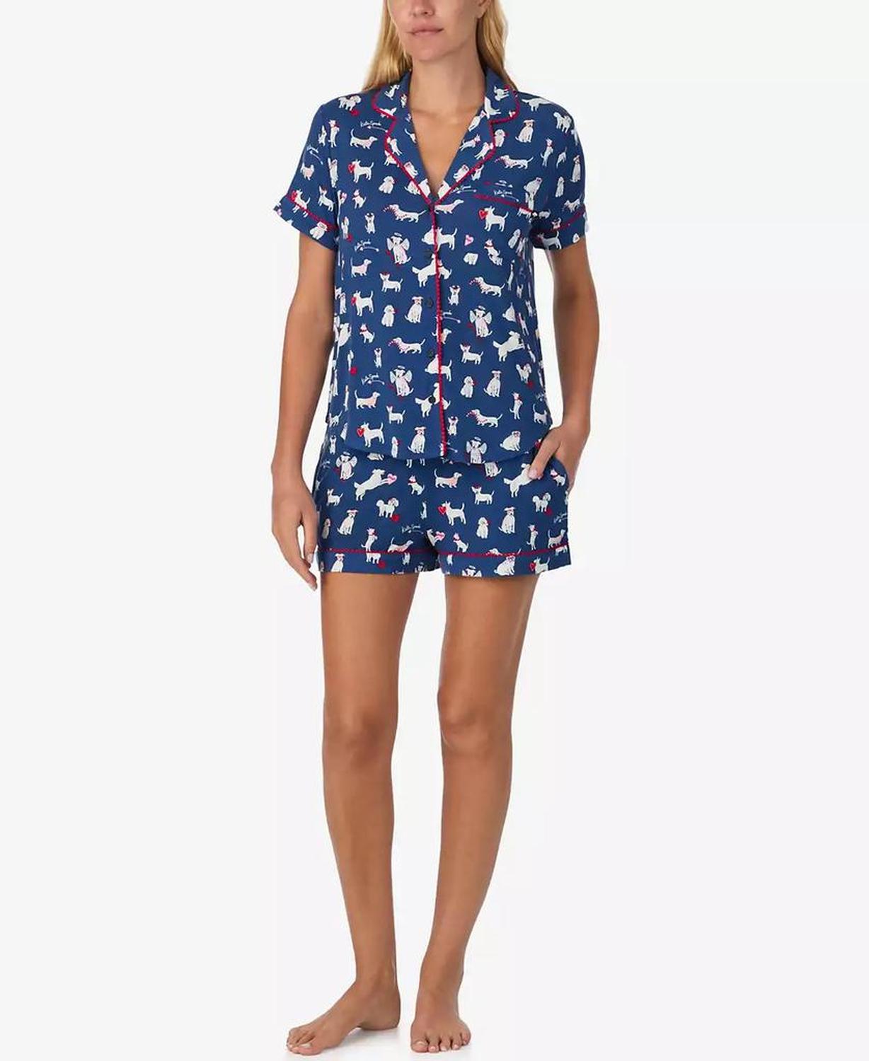 Women's 2-Piece Sleepwear Short-Sleeve Shirt and Pajama Shorts Set