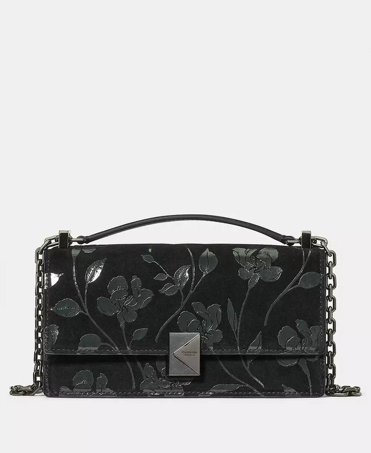 Deco Uptown Blooms Printed Suede Mini Crossbody Bag