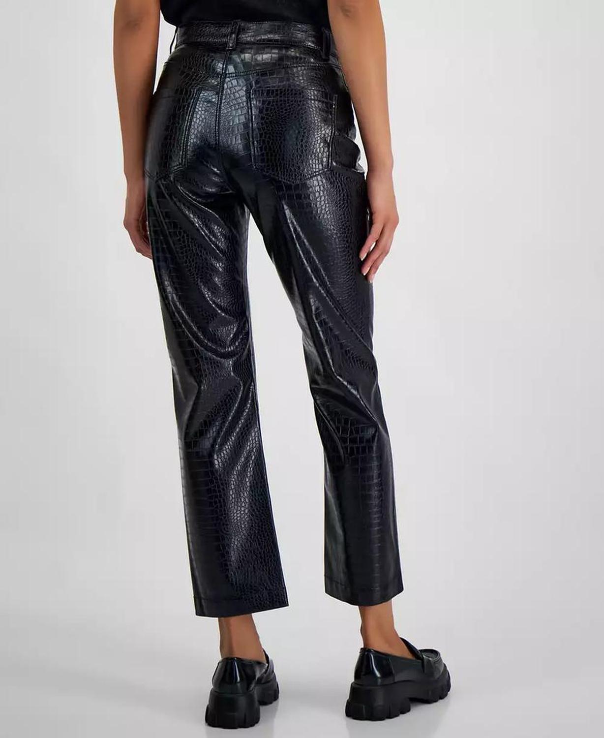 Women's Croc-Embossed Faux-Leather Ankle Pants