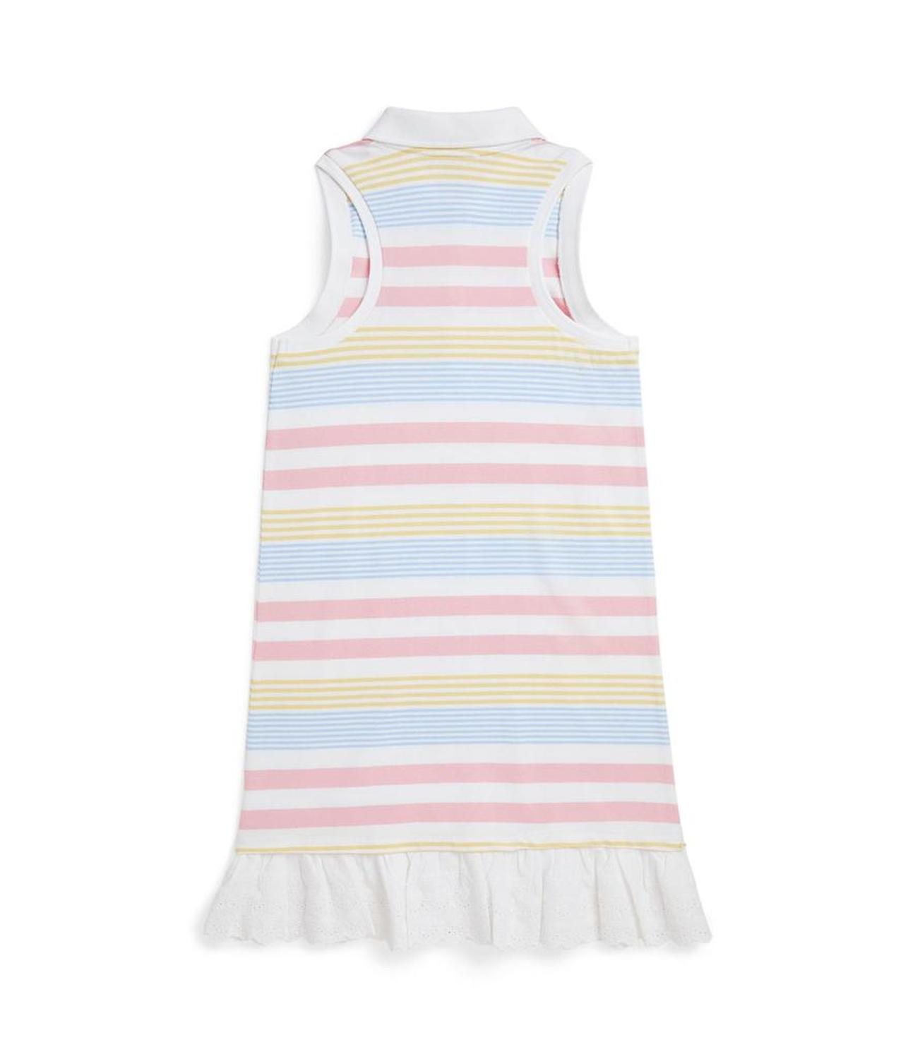 Striped Stretch Mesh Polo Dress (Big Kid)