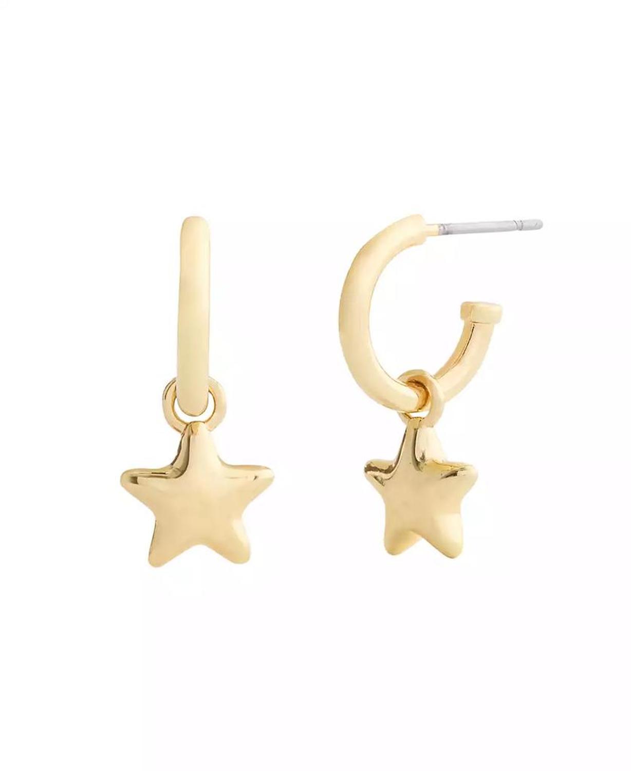 Minimal Star Huggie Drop Earrings