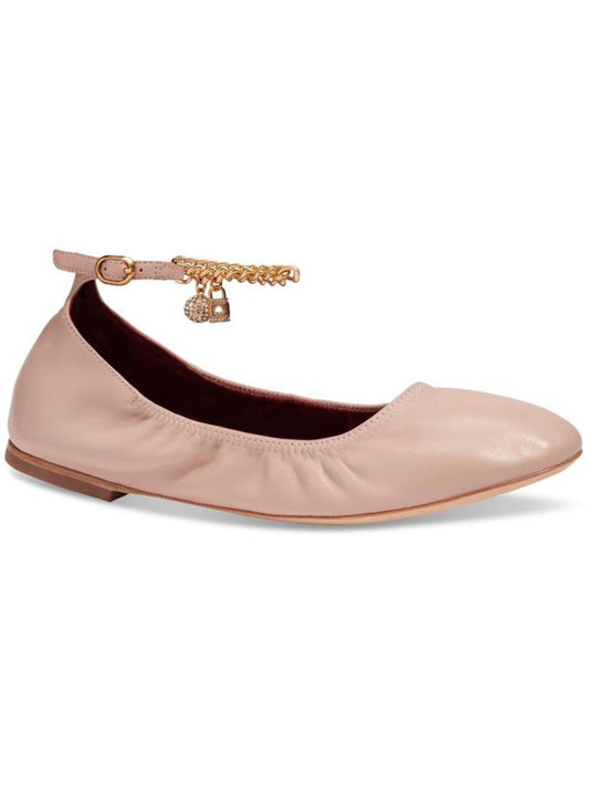 Womens Leather Chain Ballet Flats