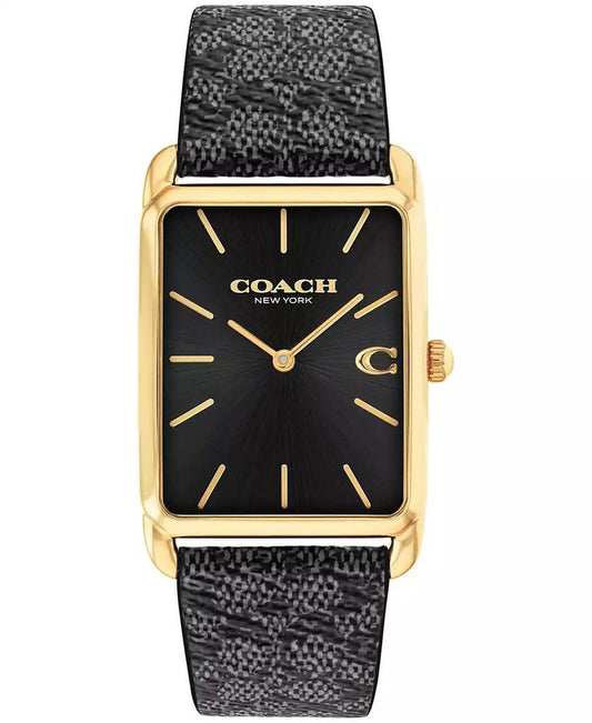 Men's Elliot Black Leather Strap Watch, 32 x 36mm