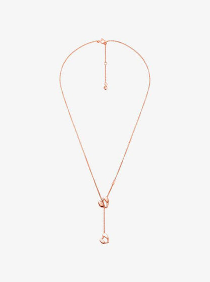 Precious-Metal Plated Sterling Silver Heart Chain Lariat Necklace