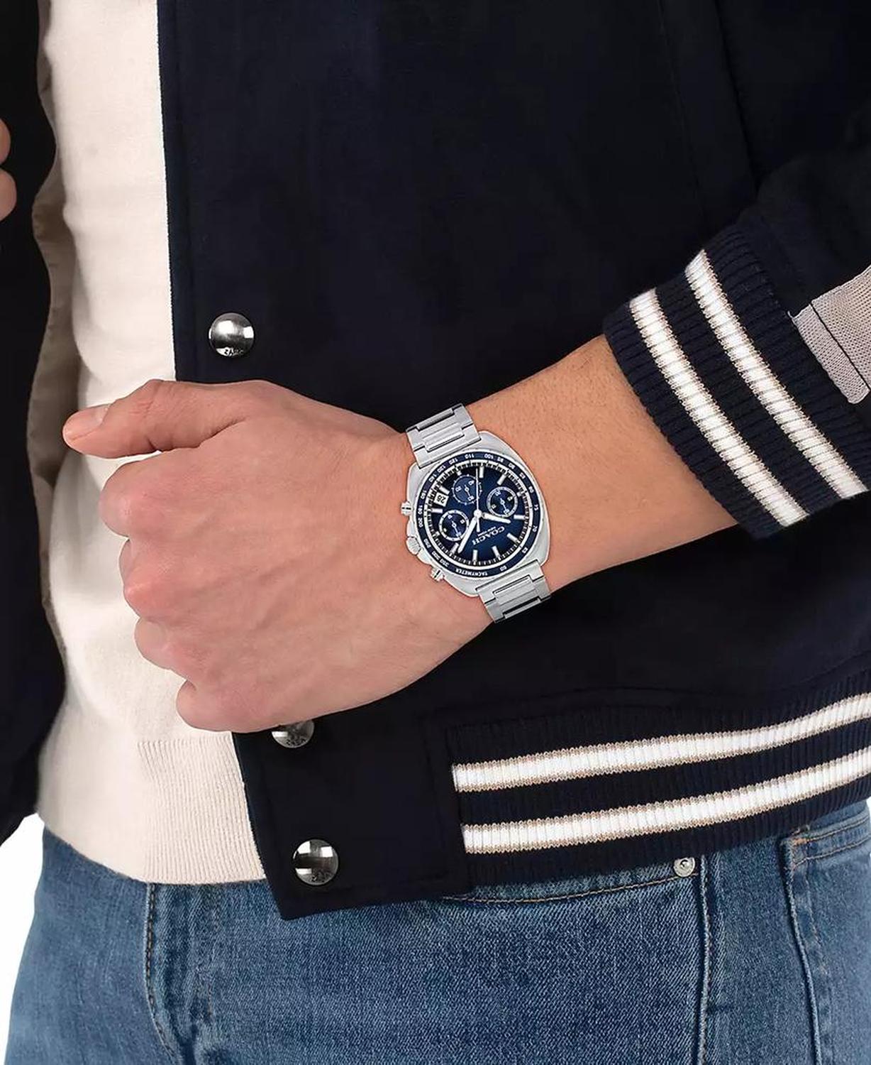 Men's Charter Silver Tone Stainless-Steel Bracelet Watch, 39mm