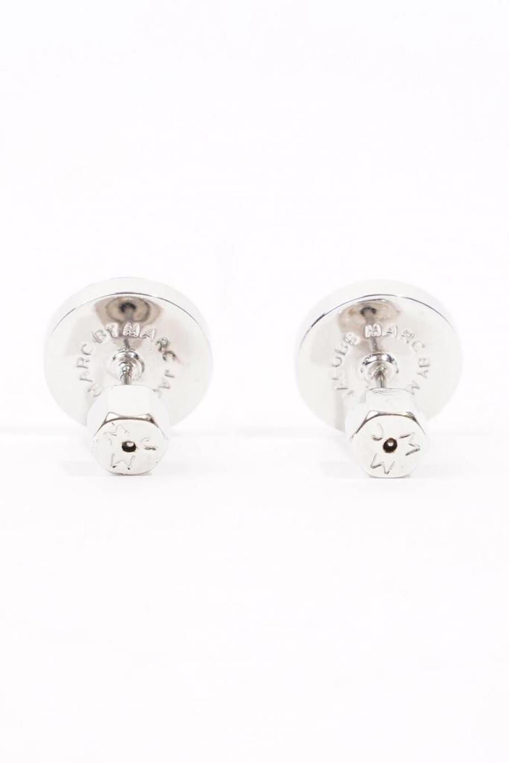 Marc Jacobs Logo Circular Earrings  / Silver Base Metal