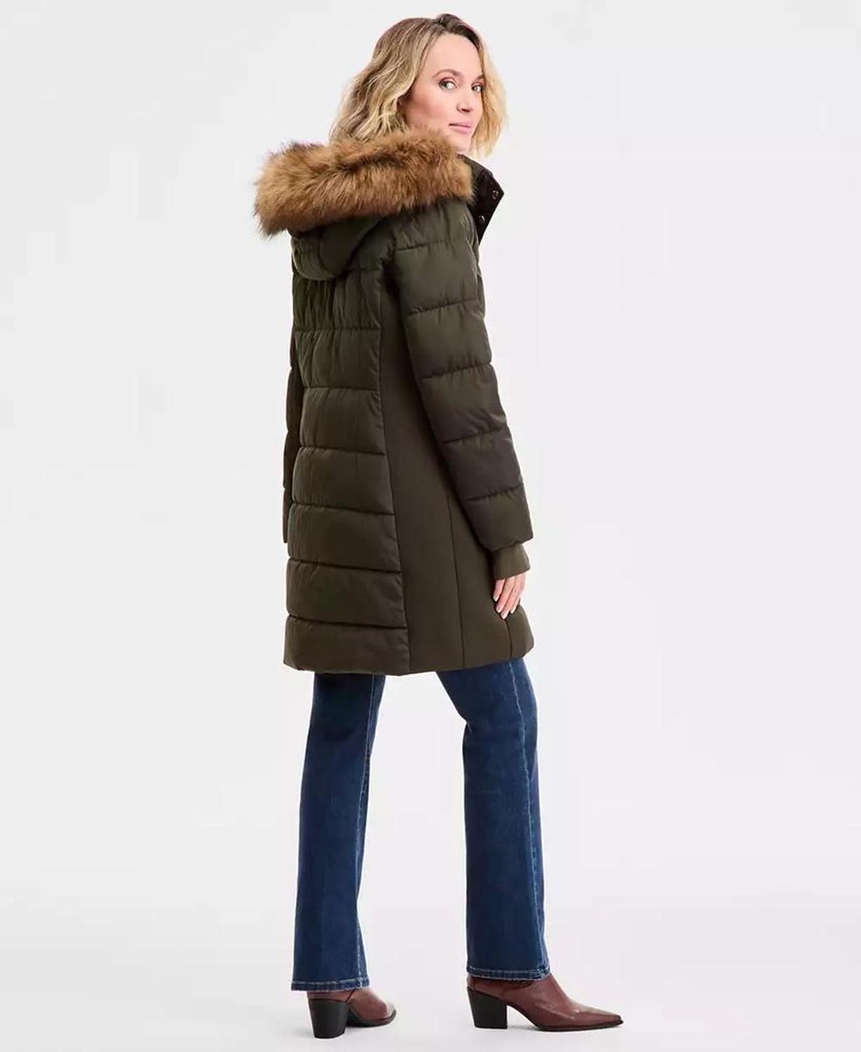 Women's Faux-Fur-Trim Hooded Puffer Coat, Exclusively at Macy's