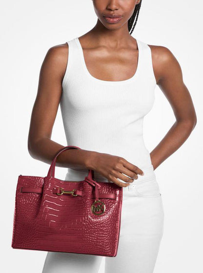 Carson Medium Crocodile Embossed Satchel