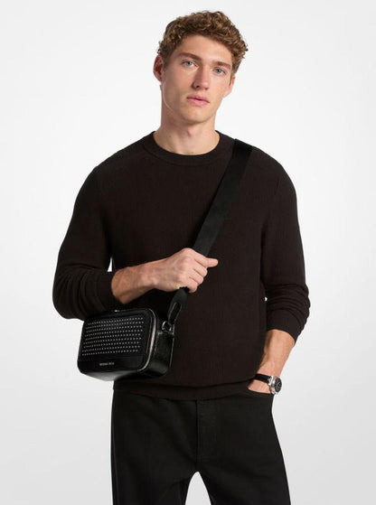 Hudson Grommeted Leather Crossbody Bag