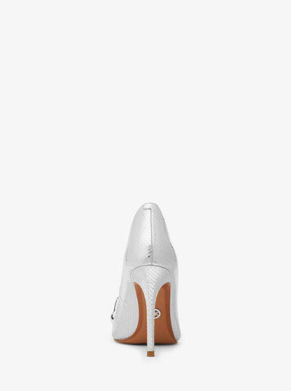 Scarlett Embellished Metallic Snake Embossed Leather Pump