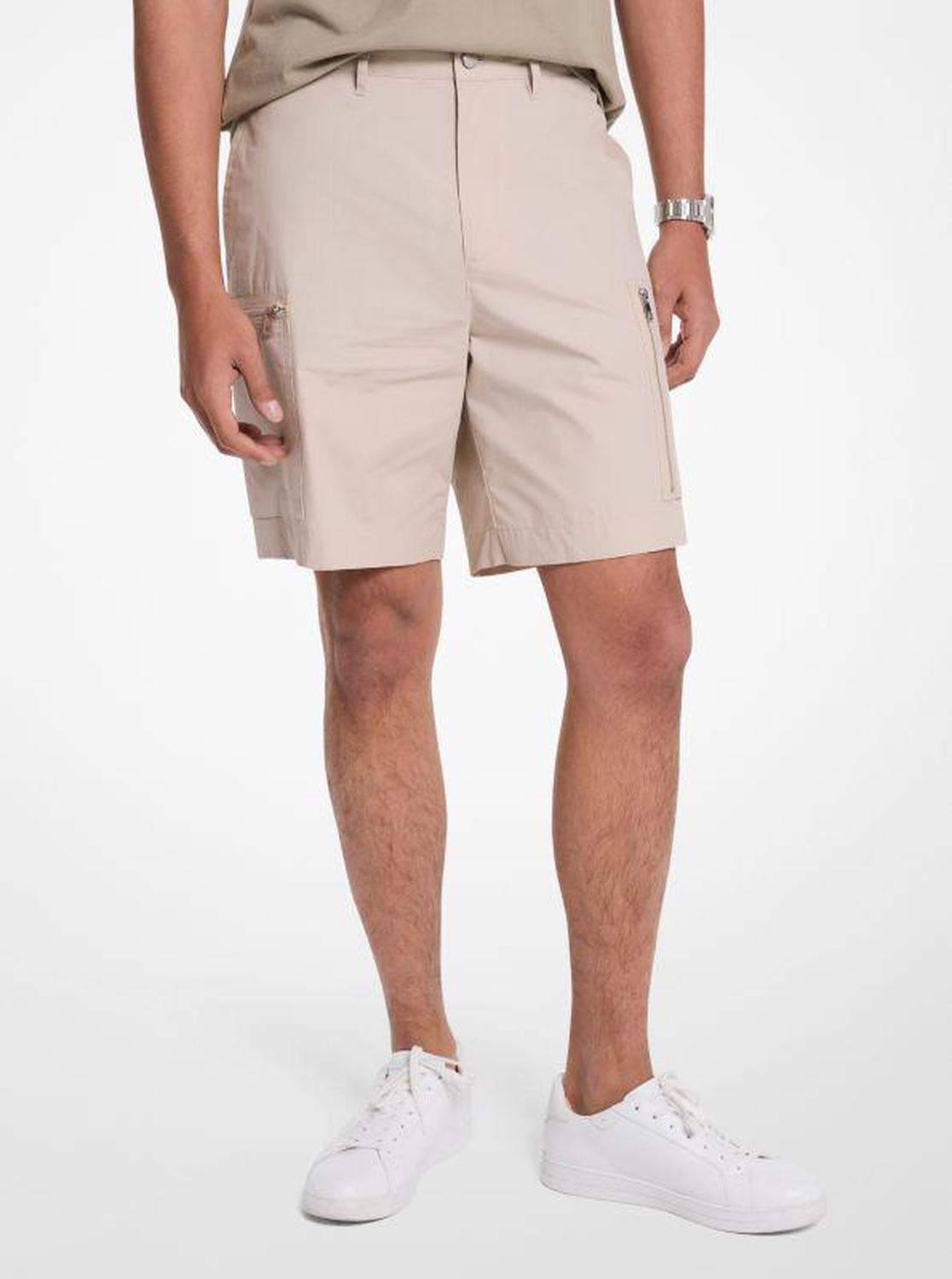 Cotton Poplin Zip Cargo Shorts