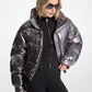 Metallic Nylon Ciré Puffer Jacket