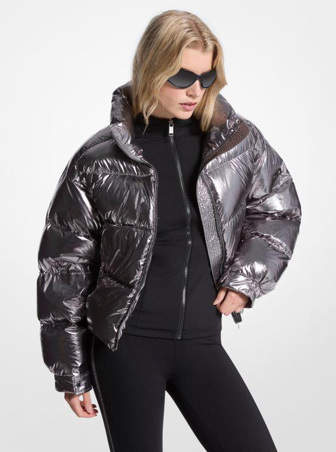 Metallic Nylon Ciré Puffer Jacket