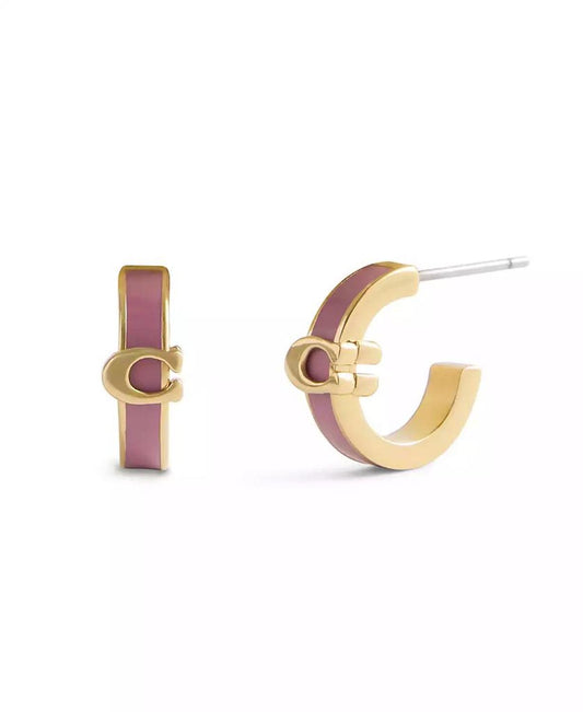 Pink Signature C Enamel Huggie Earrings