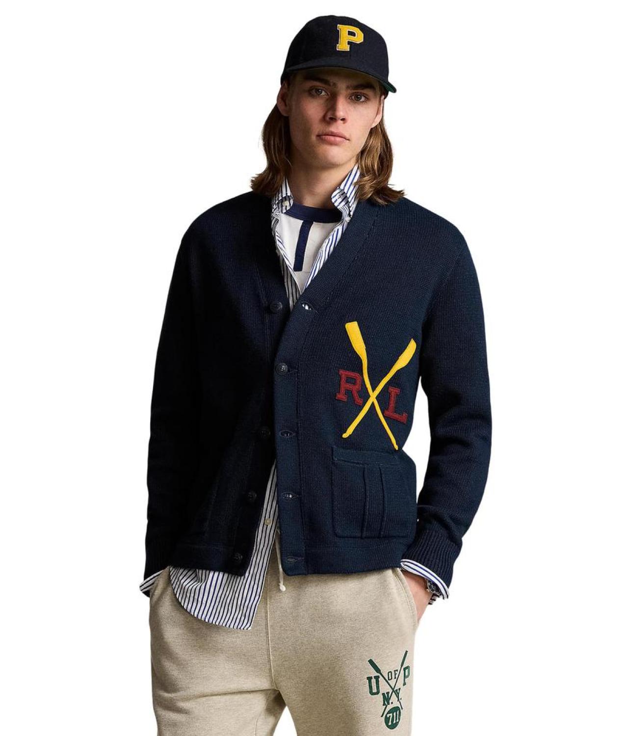 Varsity-Inspired Cotton Cardigan