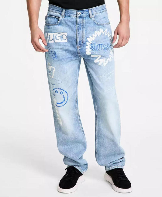 Men's Nate Signature-Detail Baggy Jeans