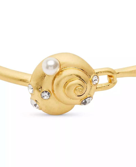 Gold-Tone Mixed Stone Shell Bangle Bracelet