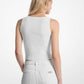 Ribbed Viscose Blend Zip-Up Tank Top