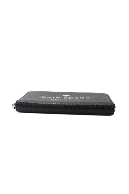 Kate Spade New York Womens Pebbled Leather Large Zip Around Ella Wallet Black