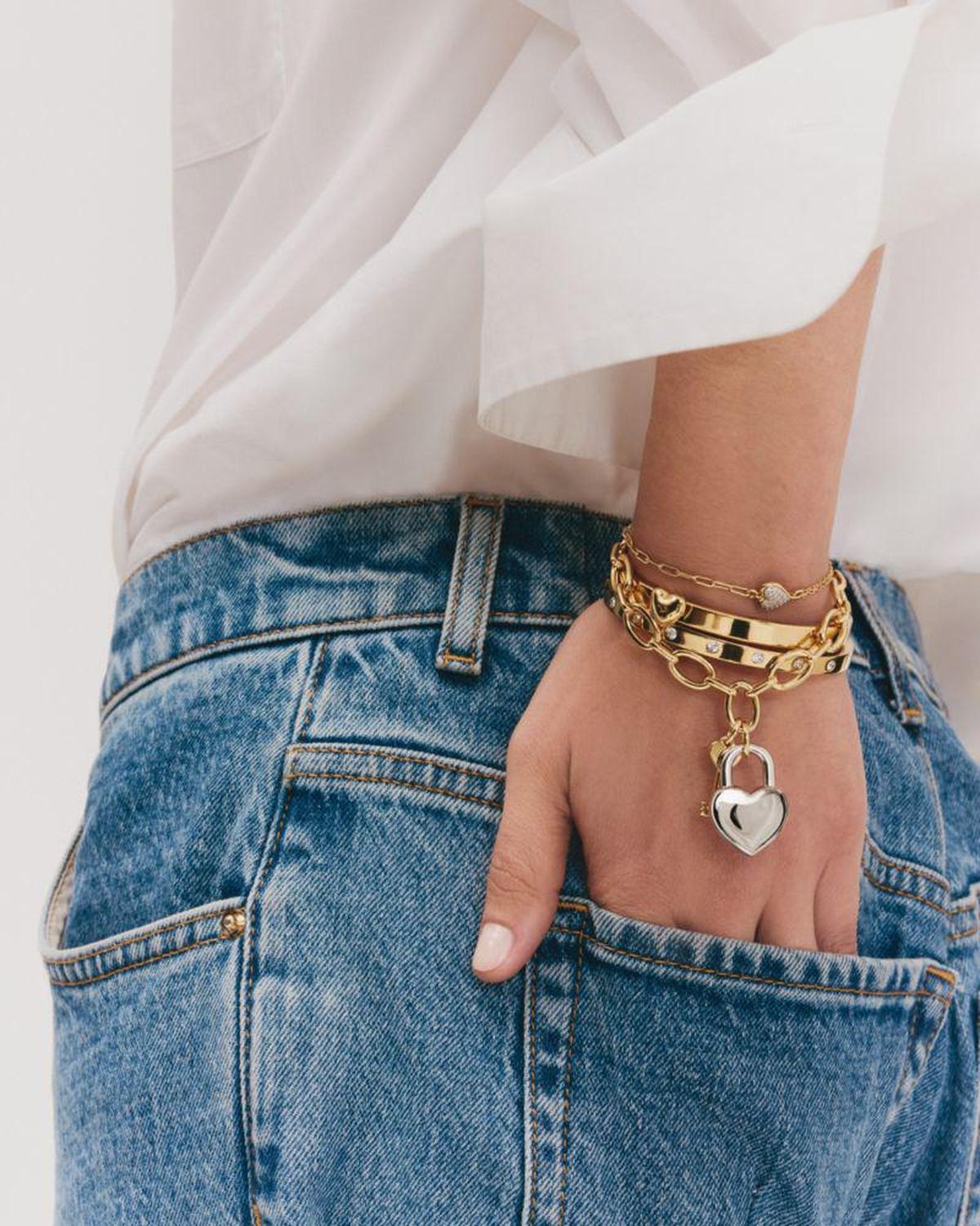 Set in Stone Hinged Gold Bangle