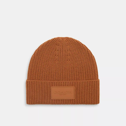 Knit Beanie With Rubber Patch