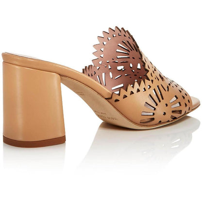 Delgado Womens Leather Laser Cut Mule Sandals