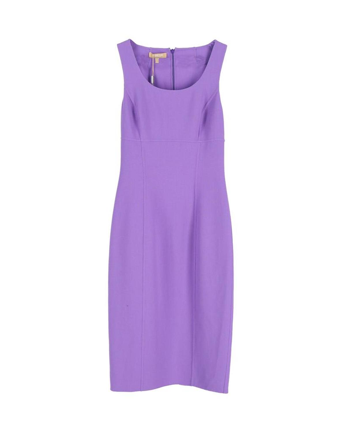 Sleeveless Shift Dress in Purple Wool