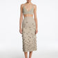 Hand-Embroidered Floral Crushed Cotton Gabardine Skirt