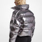 Metallic Nylon Ciré Puffer Jacket