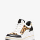 Emmy Leather and Leopard Print Calf Hair Wedge Trainer