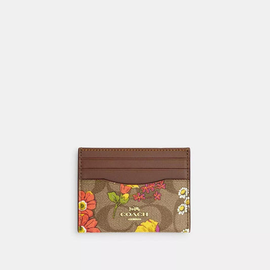 Coach Outlet Slim Id Card Case In Signature Canvas With Floral Print