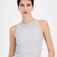 Women's Metallic Ribbed Round-Neck Tank Top
