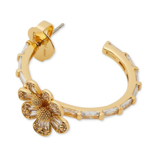 Gold-Tone Fleurette Small Hoop Earrings, 1"