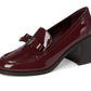 Deco Bow Patent Leather Heeled Loafers