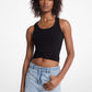 Tie-Front Ribbed Stretch Knit Tank Top