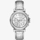 Maren Silver-Tone and Crocodile Embossed Leather Watch