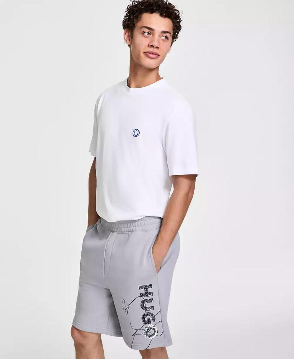 Men's Cotton Sketch-Logo Relaxed Shorts